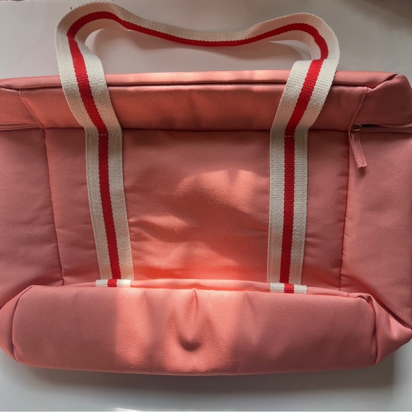L*Space Pink with Red/White Color Block Stripe Coastal Cooler Bag NWT - Picture 4 of 14